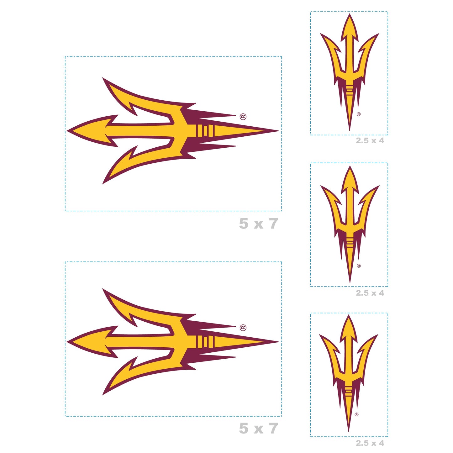 Arizona State Sun Devils - 5 Logo Minis (Mixed Sizes) - Official NCAA - Reusable Vinyl Decals