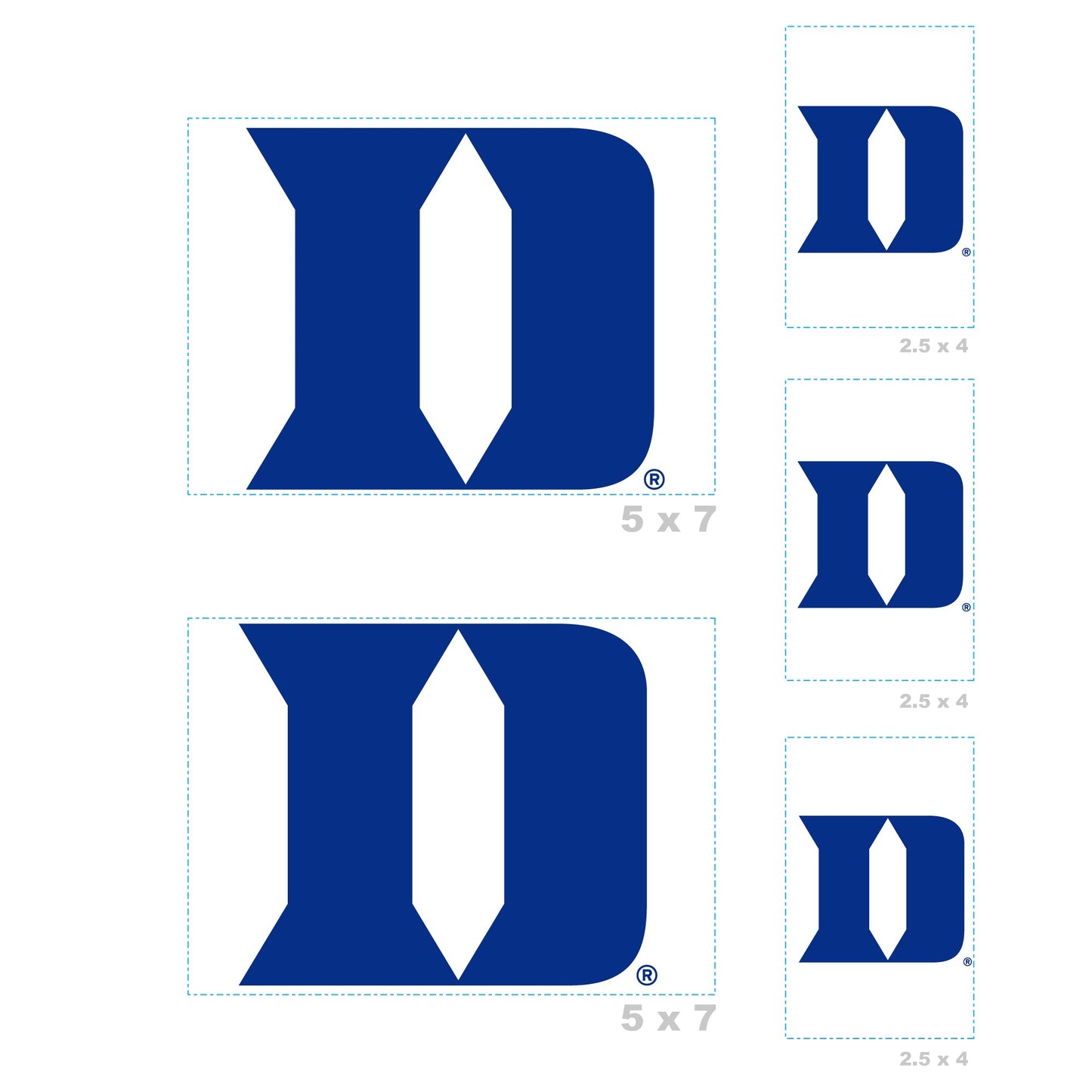 Duke Blue Devils - 5 Logo Minis (Mixed Sizes) - Official NCAA - Reusable Vinyl Decals