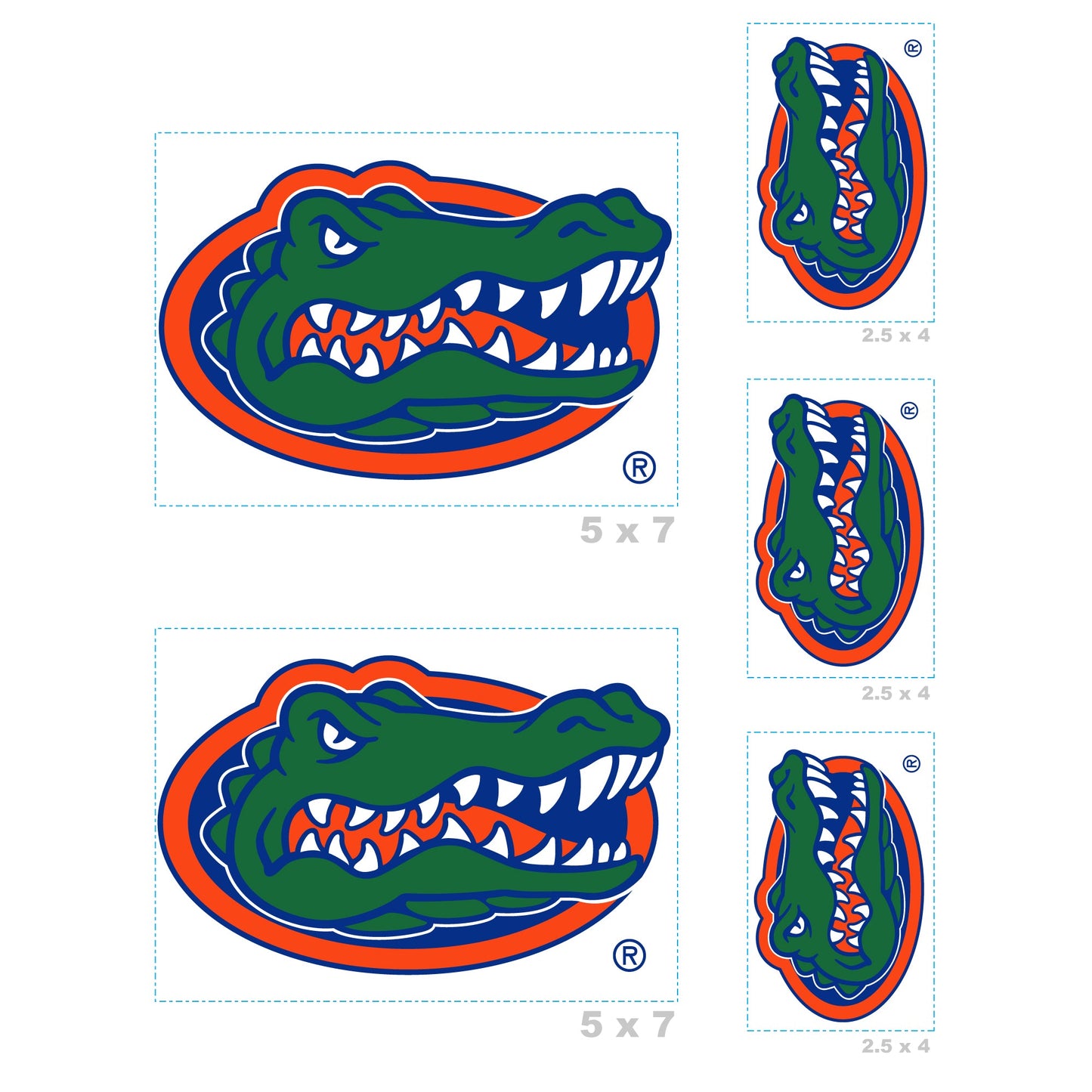Florida Gators - 5 Logo Minis (Mixed Sizes) - Official NCAA - Reusable Vinyl Decals