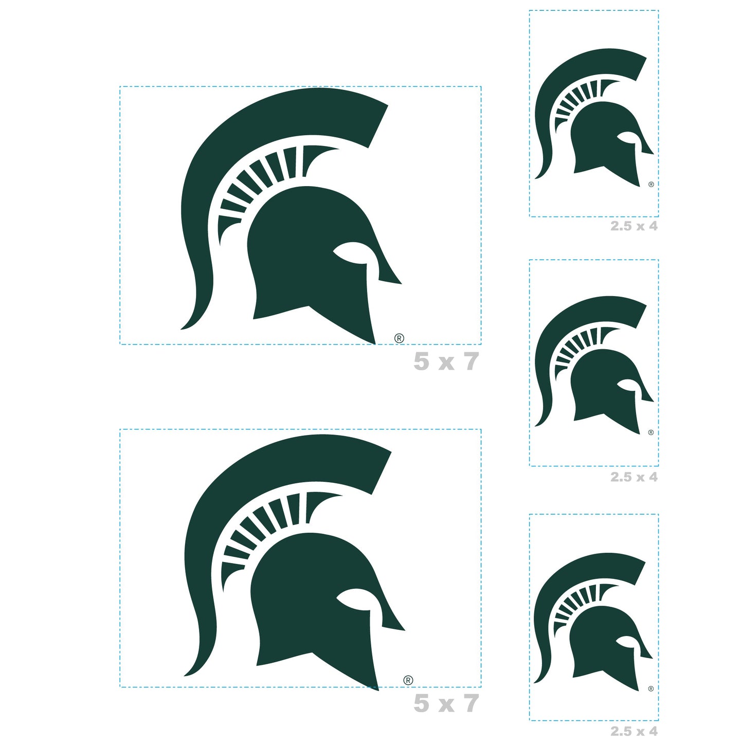 Michigan State Spartans - 5 Logo Minis (Mixed Sizes) - Official NCAA - Reusable Vinyl Decals