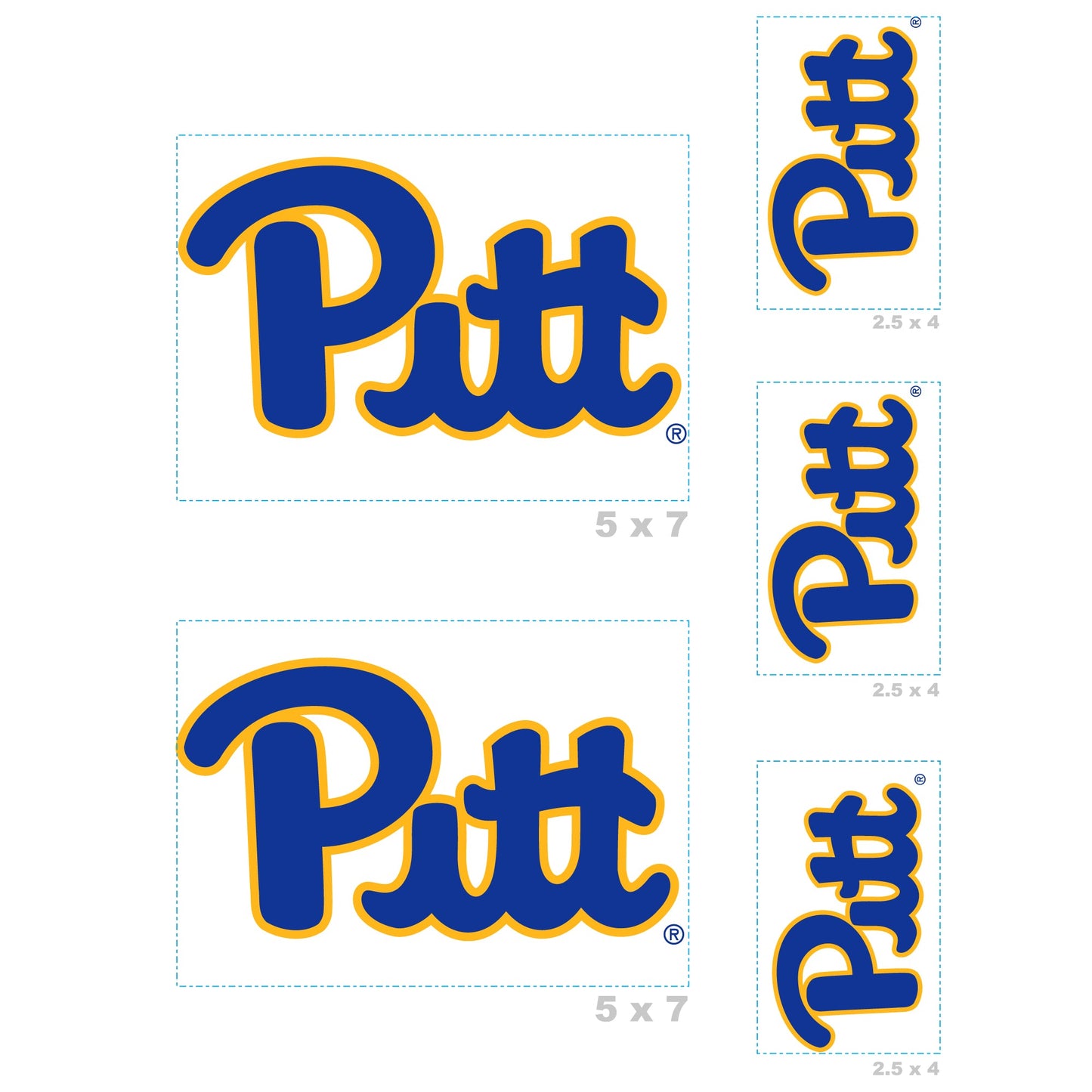 Pittsburgh Panthers - 5 Logo Minis (Mixed Sizes) - Official NCAA - Reusable Vinyl Decals