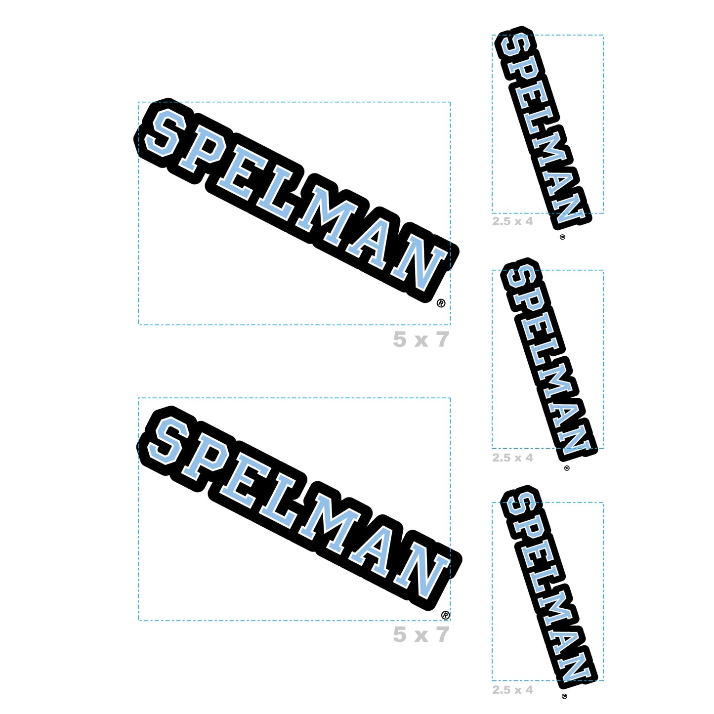 Spelman College - 5 Logo Minis (Mixed Sizes) - Official NCAA - Spelman Jaguars - Reusable Vinyl Decals