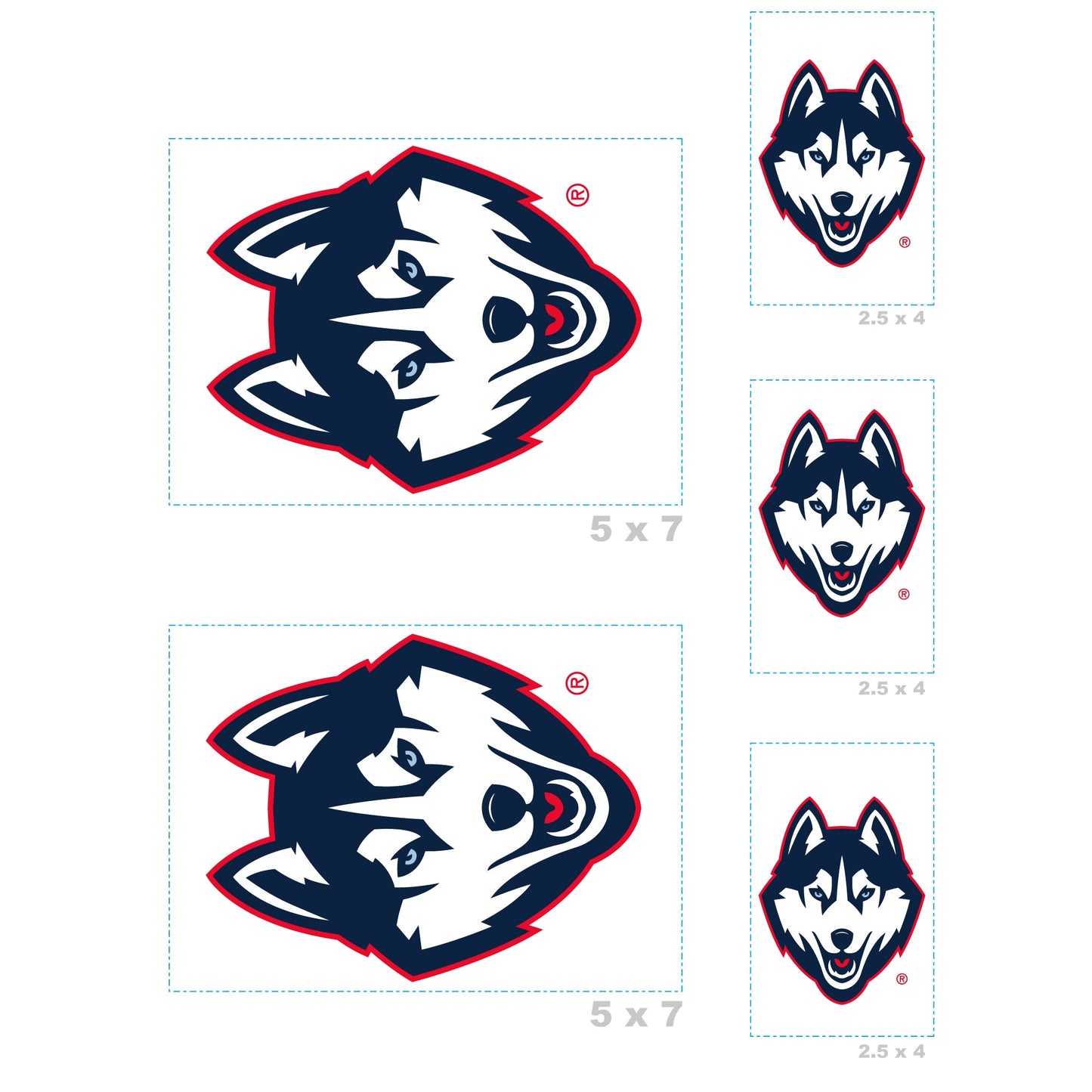 UConn Huskies - 5 Logo Minis (Mixed Sizes) - Official NCAA - Reusable Vinyl Decals #1