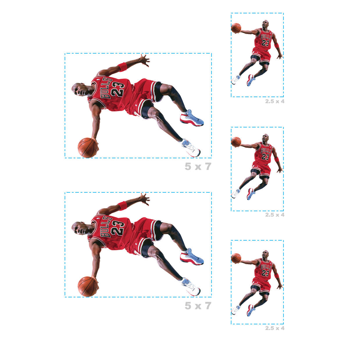 Michael Jordan - 5 Scoring Minis (Mixed Sizes) - Official NBA - Chicago Bulls - Reusable Vinyl Decals