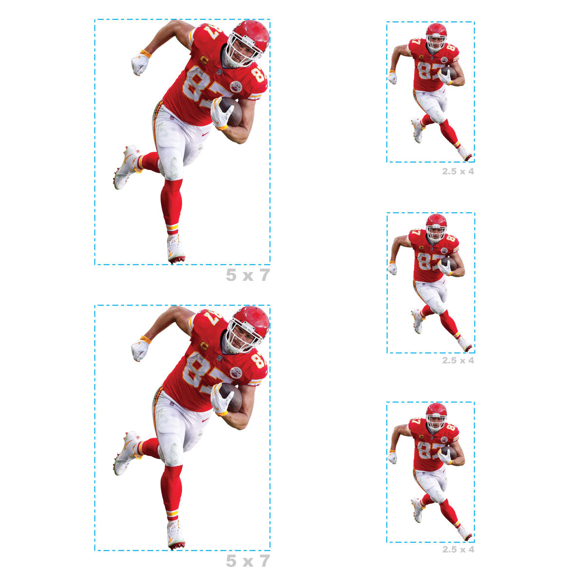 Travis Kelce - 5 Player Minis (Mixed Sizes) - Official NFL - Kansas City Chiefs - Reusable Vinyl Decals