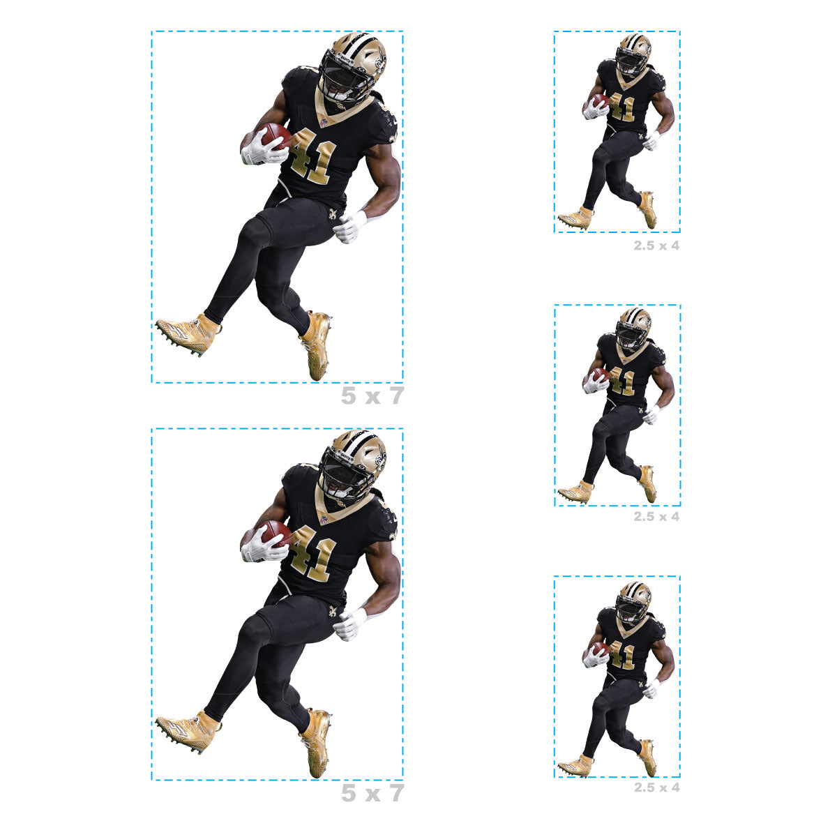 Alvin Kamara - 5 Player Minis (Mixed Sizes) - Official NFL - New Orleans Saints - Reusable Vinyl Decals