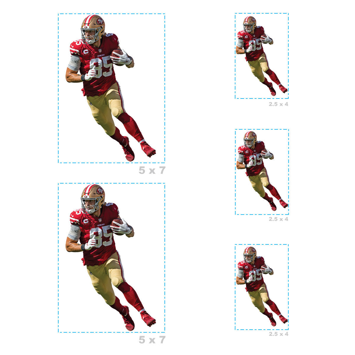 George Kittle - 5 Player Minis (Mixed Sizes) - Official NFL - San Francisco 49ers - Reusable Vinyl Decals