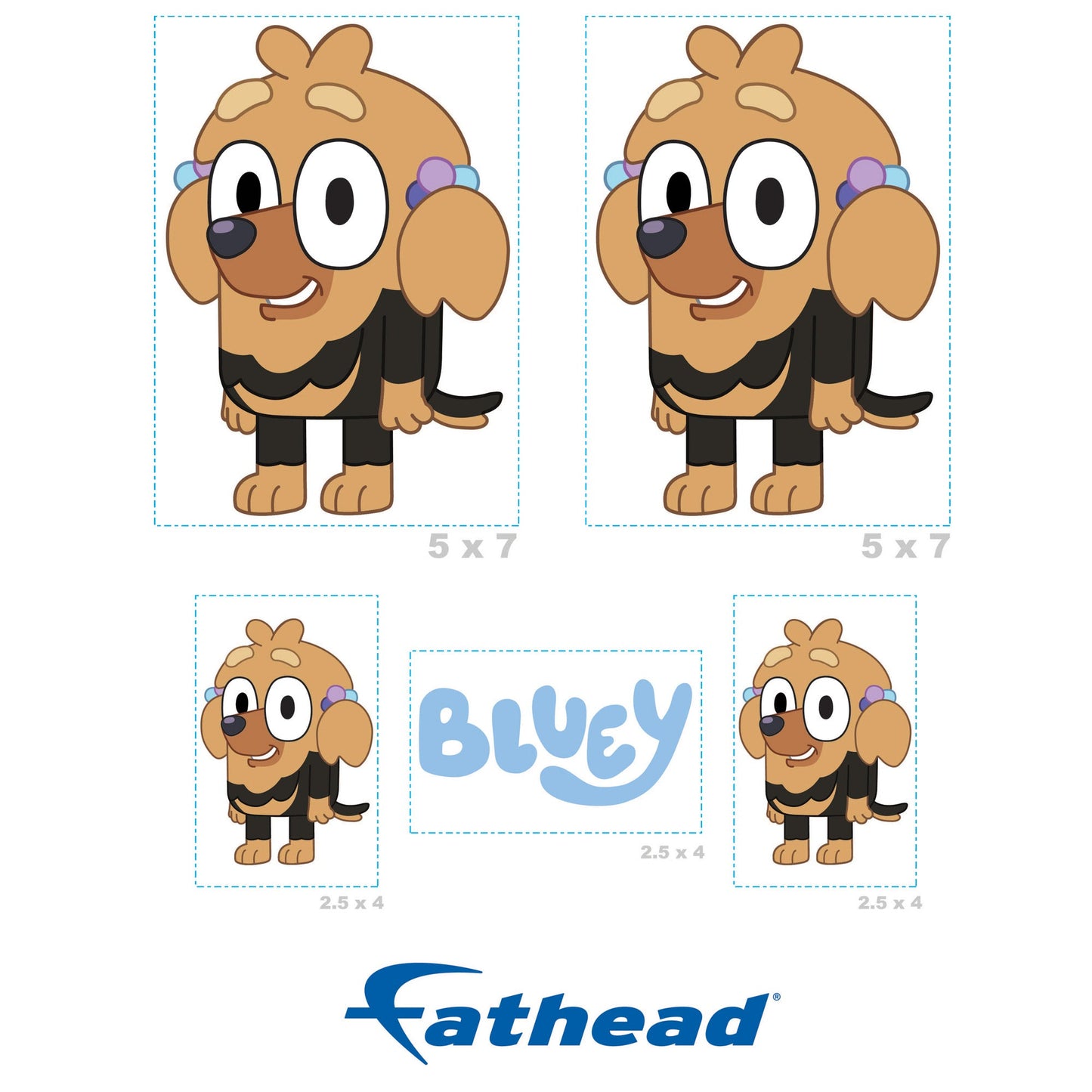 Missy - 5 Minis (Mixed Sizes) - Official BBC - Bluey - Reusable Vinyl Decals