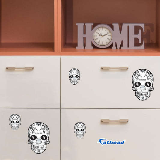Chicago White Sox - 5 Sugar Skull Logo Minis (Mixed Sizes) - Official MLB - Reusable Vinyl Decals