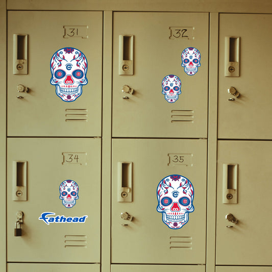 Chicago Cubs - 5 Sugar Skull Logo Minis (Mixed Sizes) - Official MLB - Reusable Vinyl Decals