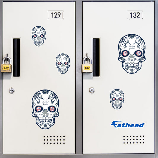 New York Yankees - 5 Sugar Skull Logo Minis (Mixed Sizes) - Official MLB - Reusable Vinyl Decals