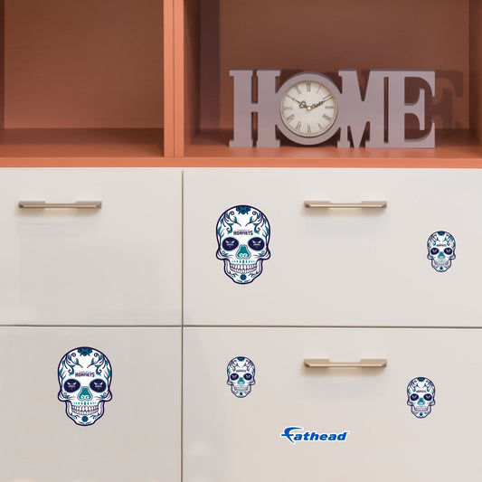 Charlotte Hornets - 5 Sugar Skull Logo Minis (Mixed Sizes) - Official NBA - Reusable Vinyl Decals