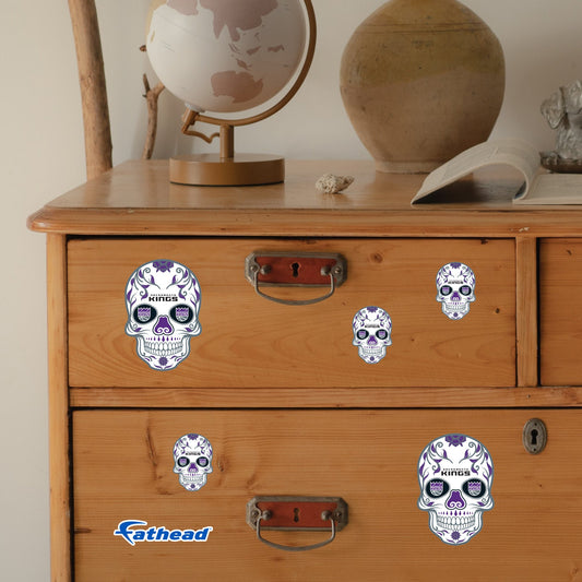 Sacramento Kings - 5 Sugar Skull Logo Minis (Mixed Sizes) - Official NBA - Reusable Vinyl Decals