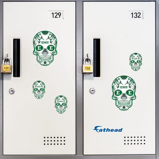 Eastern Michigan Eagles - 5 Sugar Skull Logo Minis (Mixed Sizes) - Official NCAA - Reusable Vinyl Decals