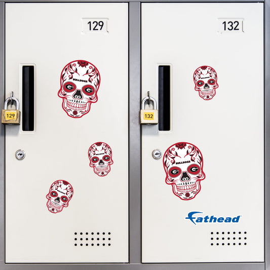 Georgia Bulldogs - 5 Sugar Skull Logo Minis (Mixed Sizes) - Official NCAA - Reusable Vinyl Decals