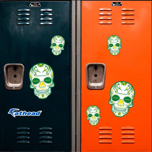 Oregon Ducks - 5 Sugar Skull Logo Minis (Mixed Sizes) - Official NCAA - Reusable Vinyl Decals