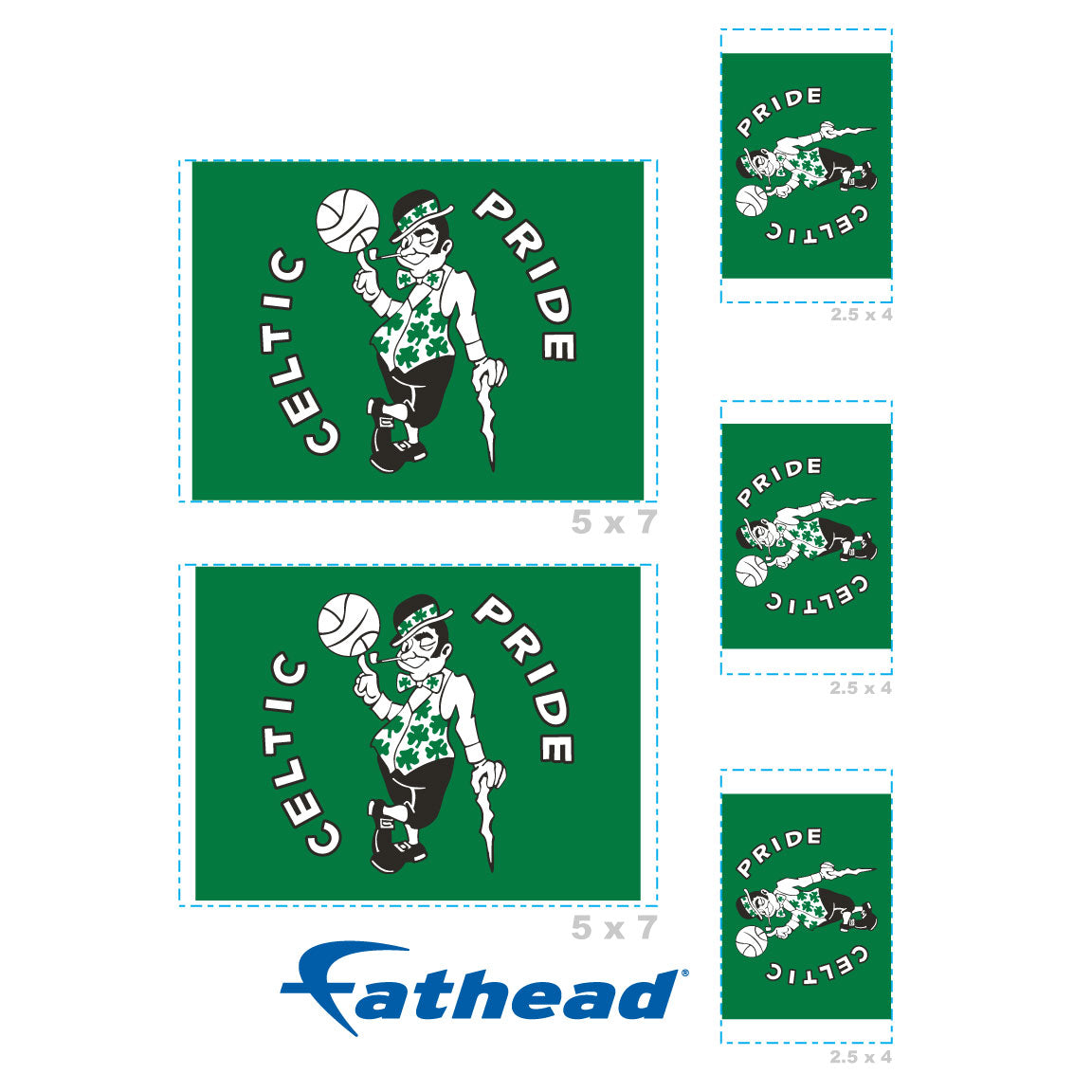 Boston Celtics - 5 Logo Minis (Mixed Sizes) - Official NBA - Reusable Vinyl Decals