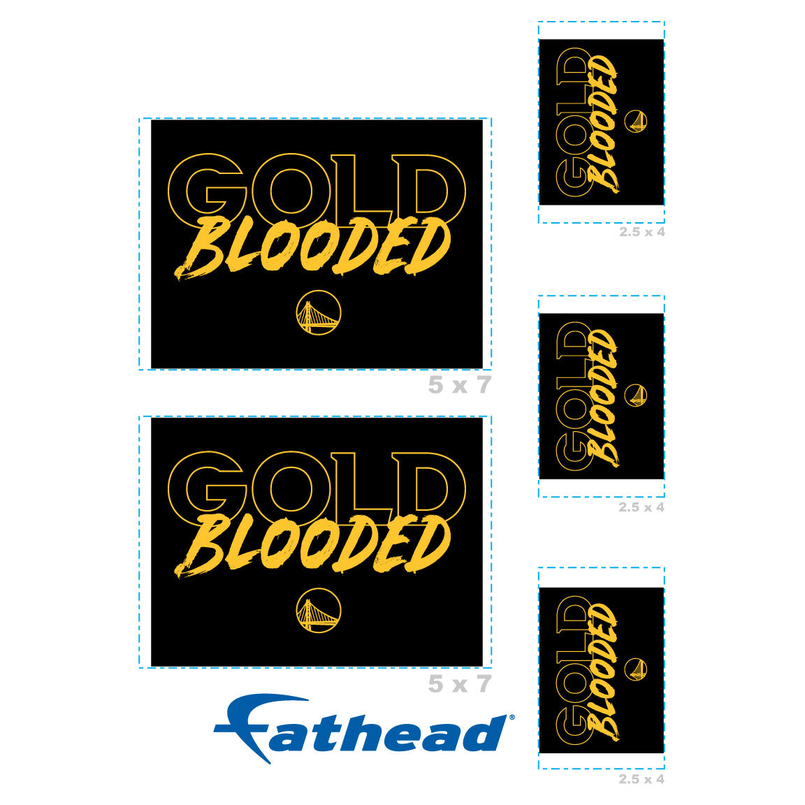 Golden State Warriors - 5 Logo Minis (Mixed Sizes) - Official NBA - Reusable Vinyl Decals