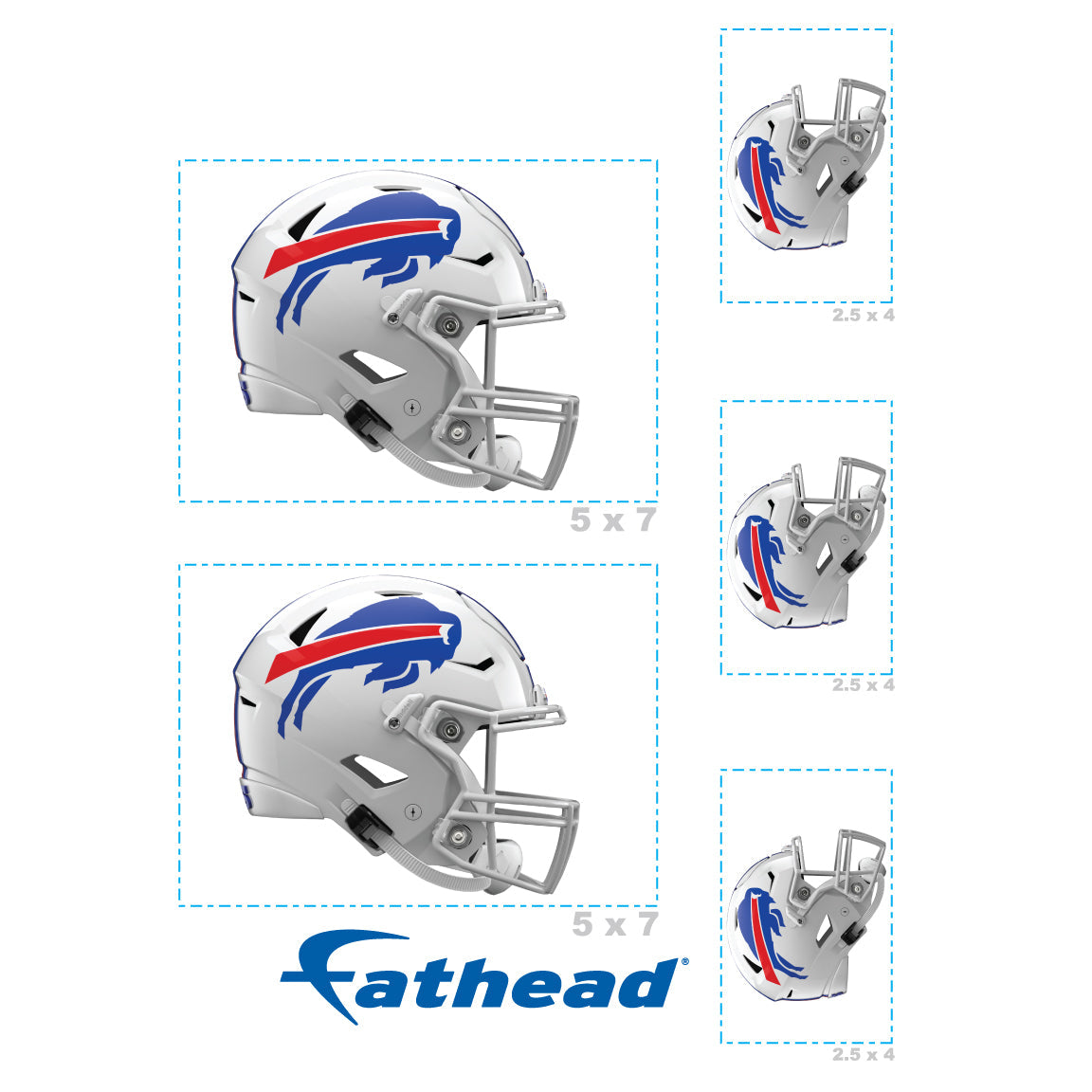 Buffalo Bills - 5 Helmet Minis (Mixed Sizes) - Official NFL - Reusable Vinyl Decals