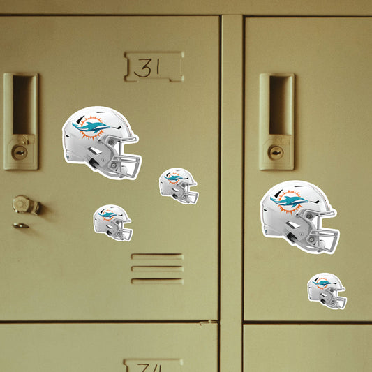 Miami Dolphins - 5 Helmet Minis (Mixed Sizes) - Official NFL - Reusable Vinyl Decals