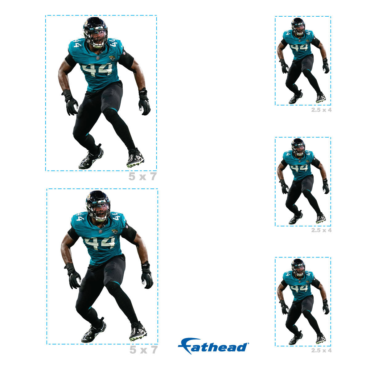 Travon Walker - 5 Minis (Mixed Sizes) - Official NFL - Jacksonville Jaguars - Reusable Vinyl Decals