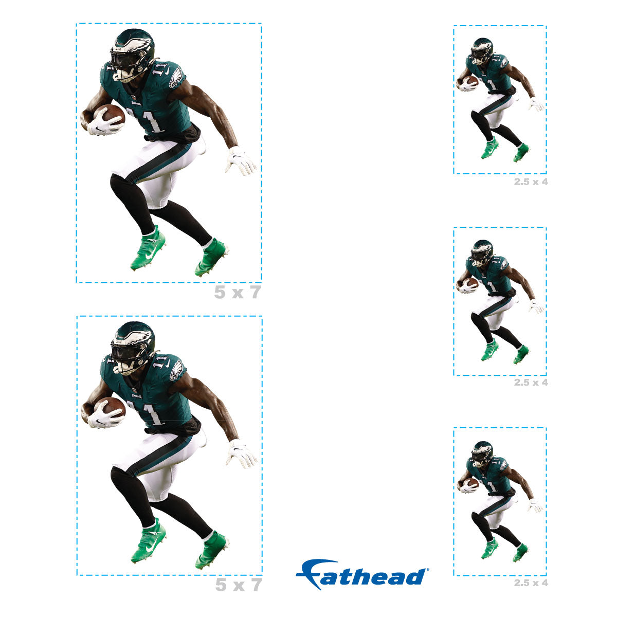 A.J. Brown - 5 Minis (Mixed Sizes) - Official NFL - Philadelphia Eagles - Reusable Vinyl Decals