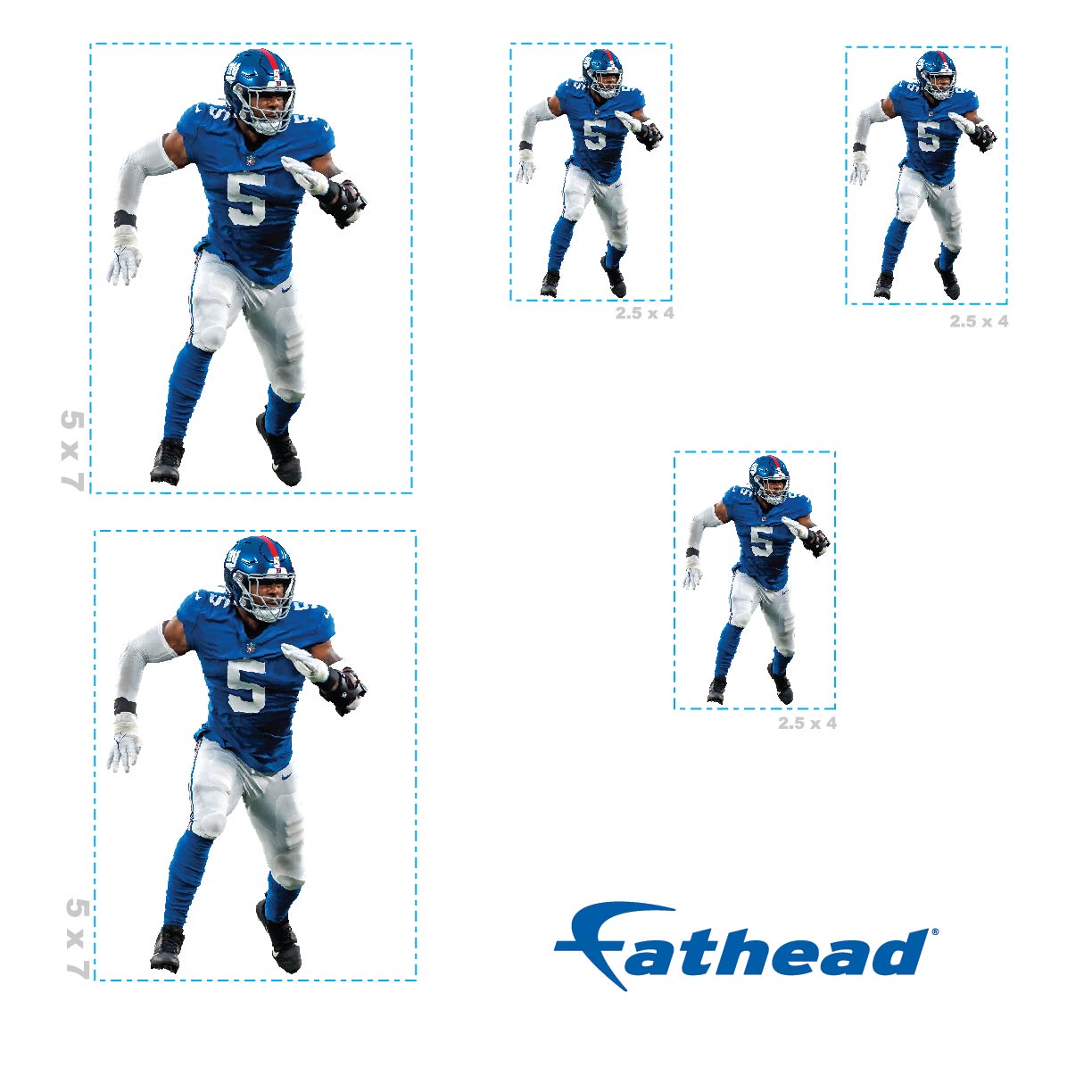 Kayvon Thibodeaux - 5 Minis (Mixed Sizes) - Official NFL - New York Giants - Reusable Vinyl Decals