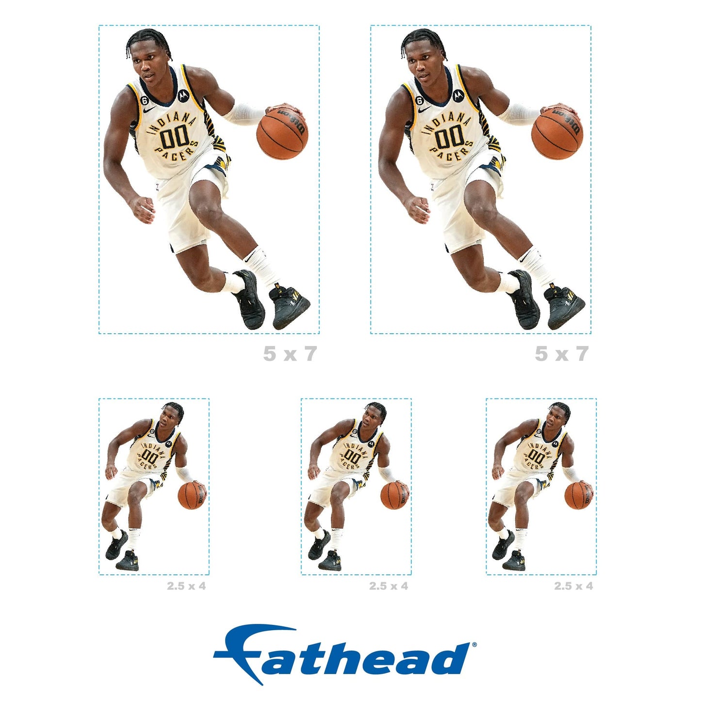 Bennedict Mathurin - 5 Minis (Mixed Sizes) - Official NBA - Indiana Pacers - Reusable Vinyl Decals
