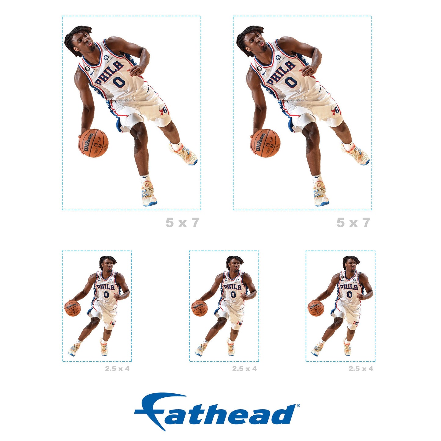 Tyrese Maxey - 5 Minis (Mixed Sizes) - Official NBA - Philadelphia 76ers - Reusable Vinyl Decals