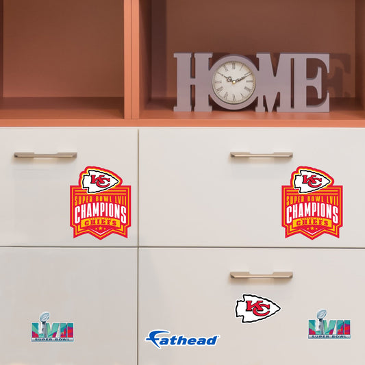 Kansas City Chiefs - 5 Logo Minis (Mixed Sizes) - Official NFL - Super Bowl LVII Champions - Reusable Vinyl Decals