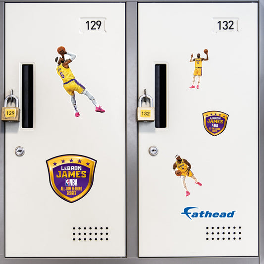 LeBron James - 5 Shot Minis (Mixed Sizes) - Official NBA - Los Angeles Lakers - Reusable Vinyl Decals