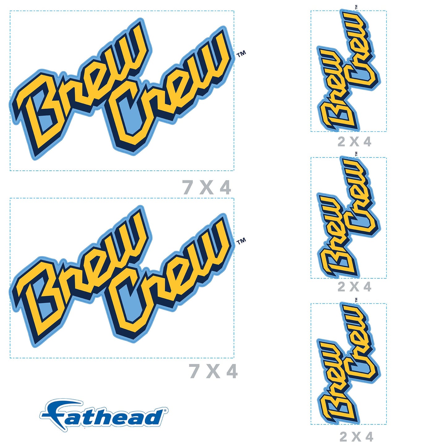 Milwaukee Brewers - 5 Logo Minis (Mixed Sizes) - Official MLB - Brew Crew City Connect - Reusable Vinyl Decals