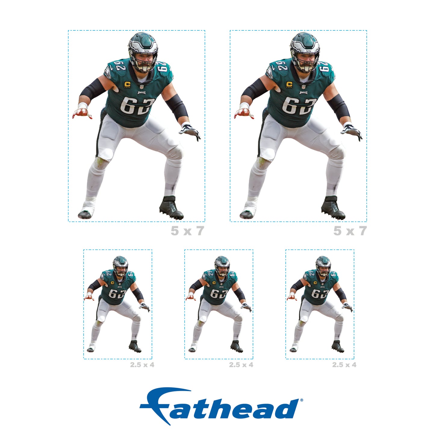 Jason Kelce - 5 Minis (Mixed Sizes) - Official NFL - Philadelphia Eagles - Reusable Vinyl Decals
