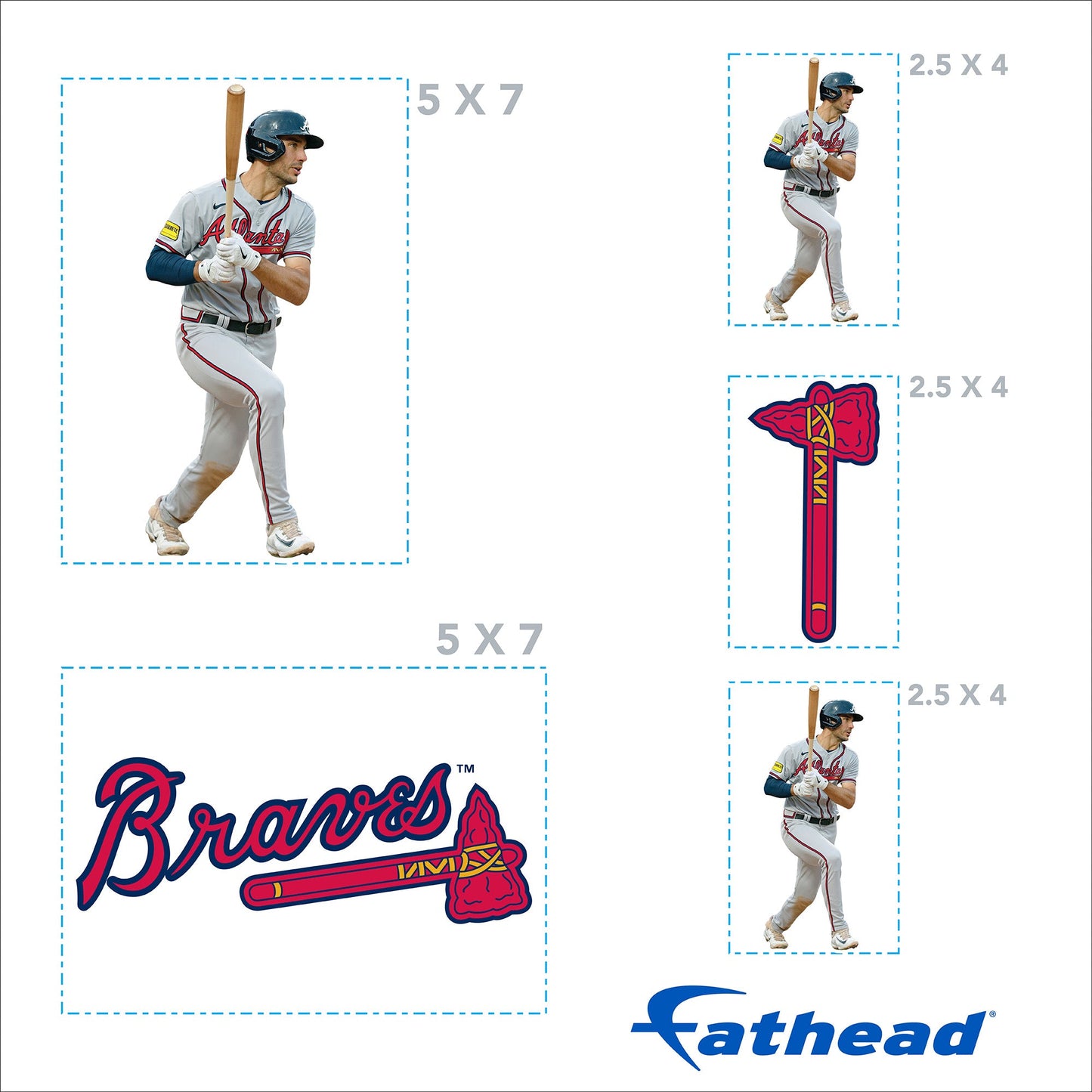 Matt Olson - 5 Minis (Mixed Sizes) - Official MLB - Atlanta Braves - Reusable Vinyl Decals