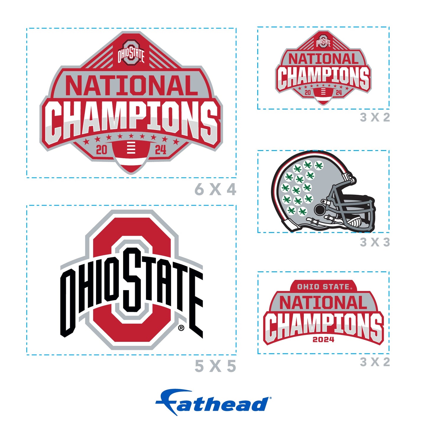 2024 National Football Champions - Logo Minis - Official NCAA - Ohio State Buckeyes - Reusable Vinyl Decals