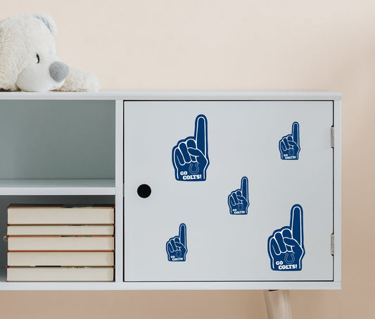 Indianapolis Colts - 4 Foam Finger Minis (Mixed Sizes) - Official NFL - Reusable Vinyl Decals