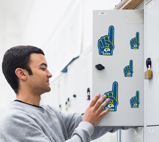 Los Angeles Rams - 4 Foam Finger Minis (Mixed Sizes) - Official NFL - Reusable Vinyl Decals
