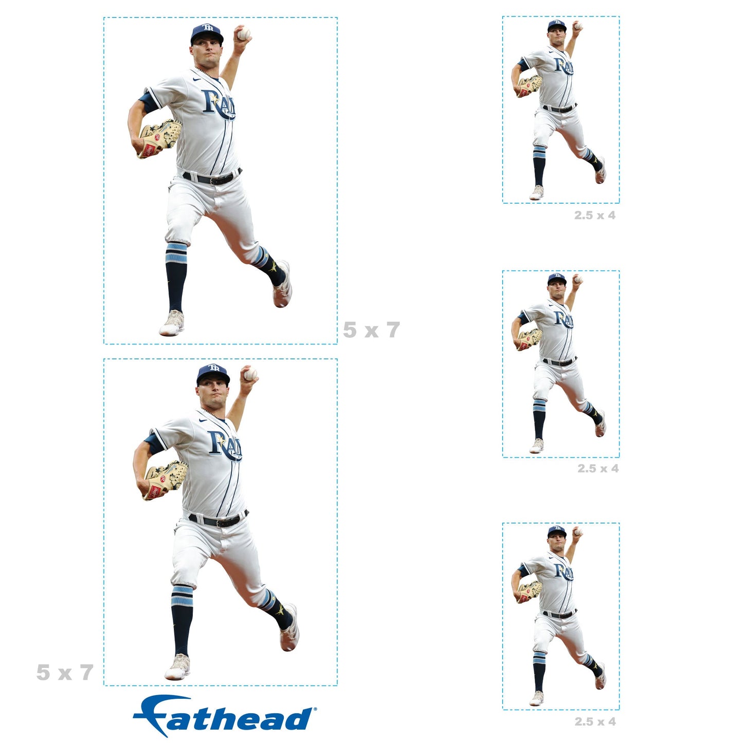 Shane McClanahan - 5 Player Minis (Mixed Sizes) - Official MLB - Tampa Bay Rays - Reusable Vinyl Decals