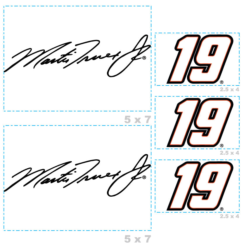 Martin Truex Jr. - 5 Logo Minis (Mixed Sizes) - Official NASCAR - Reusable Vinyl Decals