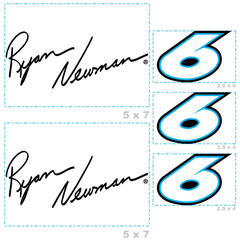 Ryan Newman - 5 Logo Minis (Mixed Sizes) - Official NASCAR - Reusable Vinyl Decals