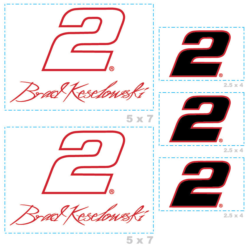 Brad Keselowski - 5 Logo Minis (Mixed Sizes) - Official NASCAR - Reusable Vinyl Decals