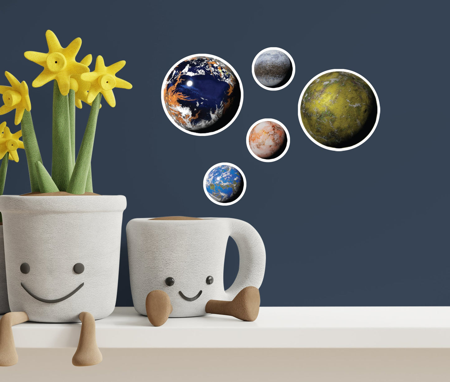 Sheet of 5 -Planets: Textures Minis - Removable Adhesive Decal