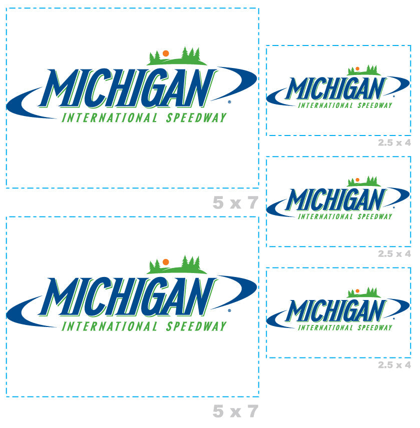 Michigan International Speedway - 5 Logo Minis (Mixed Sizes) - Official NASCAR - Reusable Vinyl Decals