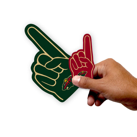 Minnesota Wild - 4 Foam Finger Minis (Mixed Sizes) - Official NHL - Reusable Vinyl Decals