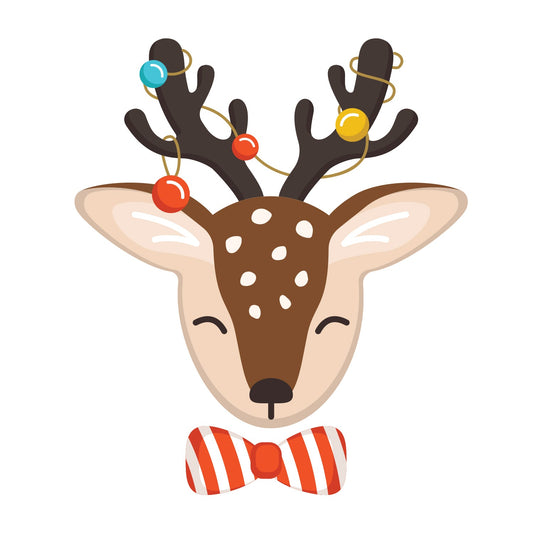 Sheet of 9 - Holiday: Festive Reindeer Minis Cardstock Cutout - Big Head