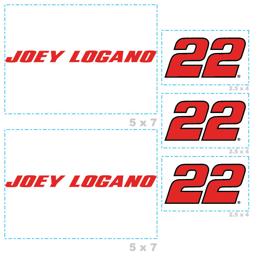 Joey Logano - 5 Logo Minis (Mixed Sizes) - Official NASCAR - Reusable Vinyl Decals