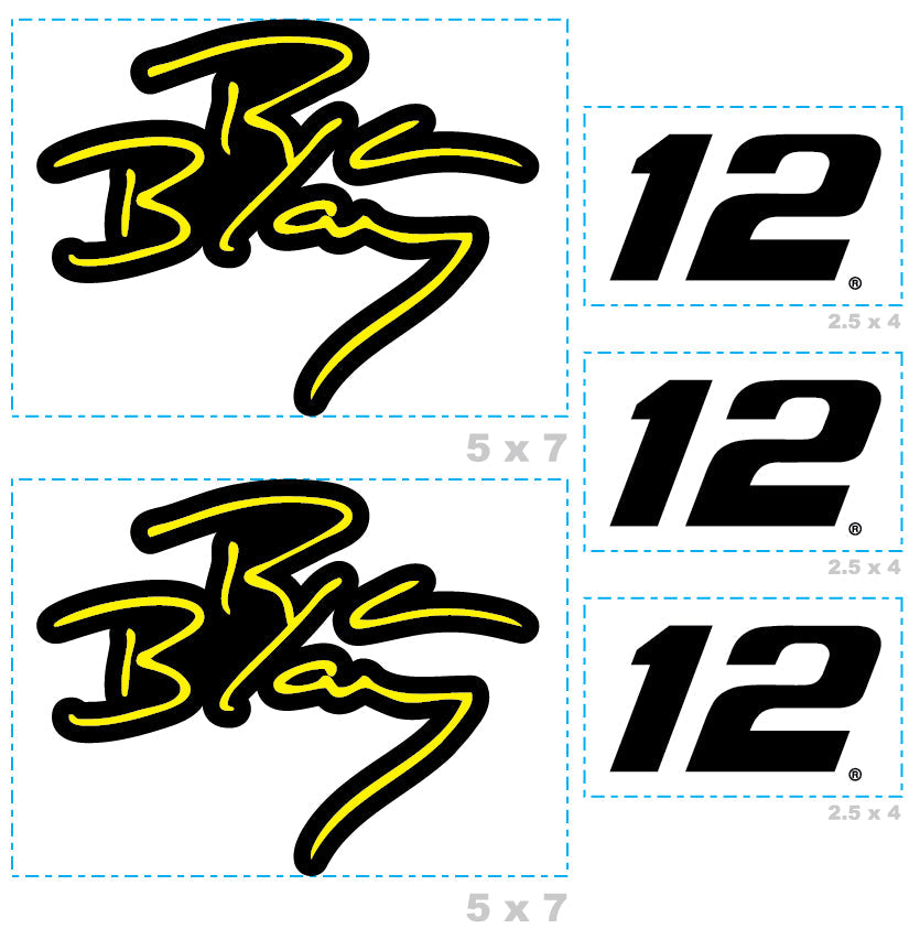 Ryan Blaney - 5 Logo Minis (Mixed Sizes) - Official NASCAR - Reusable Vinyl Decals