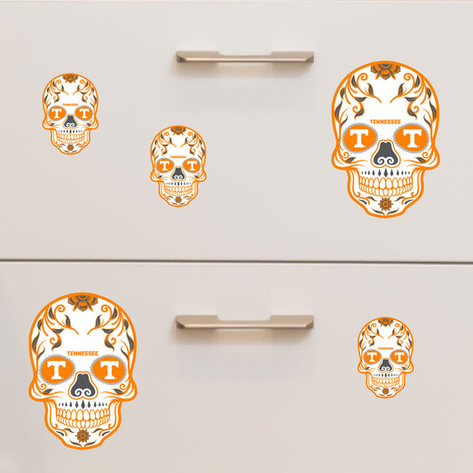 Tennessee Volunteers - 5 Sugar Skull Logo Minis (Mixed Sizes) - Official NCAA - Reusable Vinyl Decals