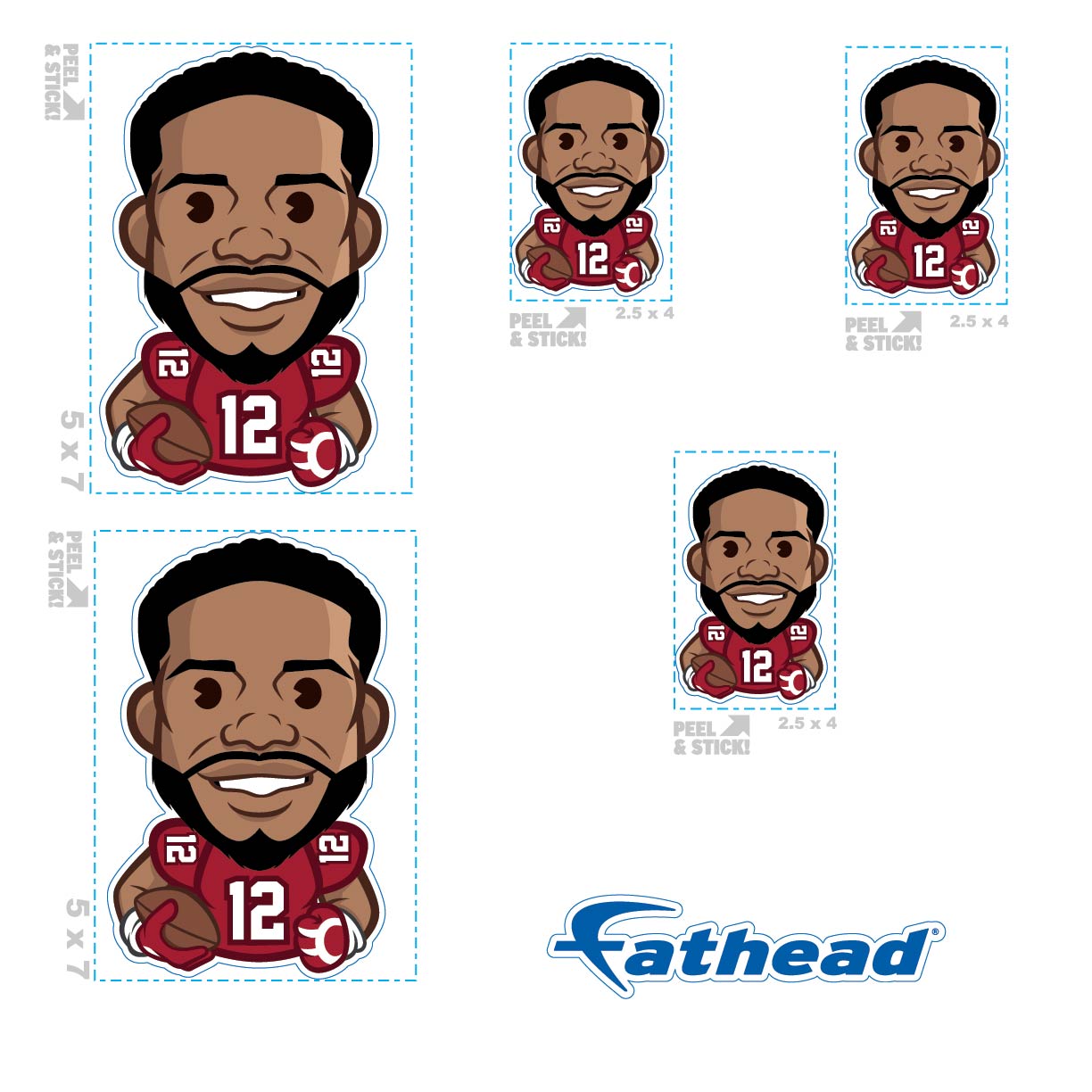 Nico Collins - 5 Emoji Minis (Mixed Sizes) - Official NFLPA - Houston Texans - Reusable Vinyl Decals