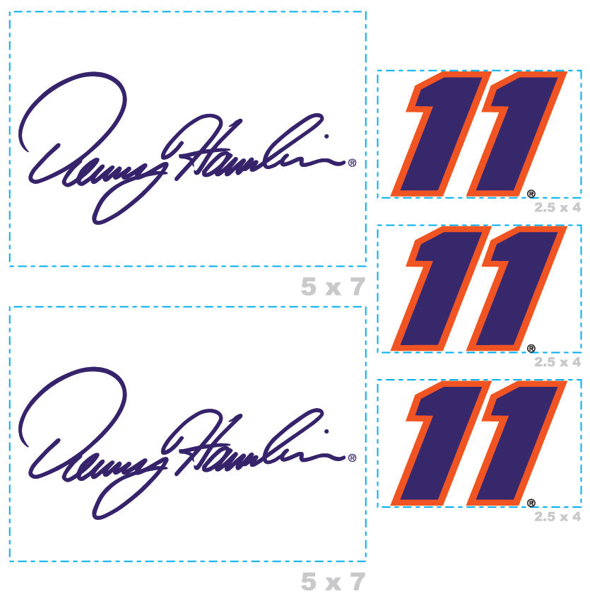 Denny Hamlin - 5 Logo Minis (Mixed Sizes) - Official NASCAR - Reusable Vinyl Decals
